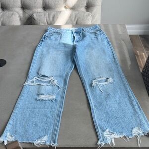 Cropped Distressed Light Blue Women's Jeans